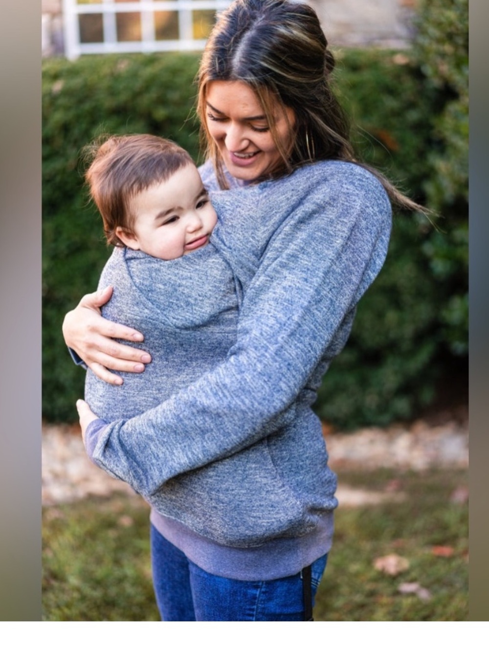 Latched Mama Snuggle-Up nursing crewneck pullover sweatshirt heather navy